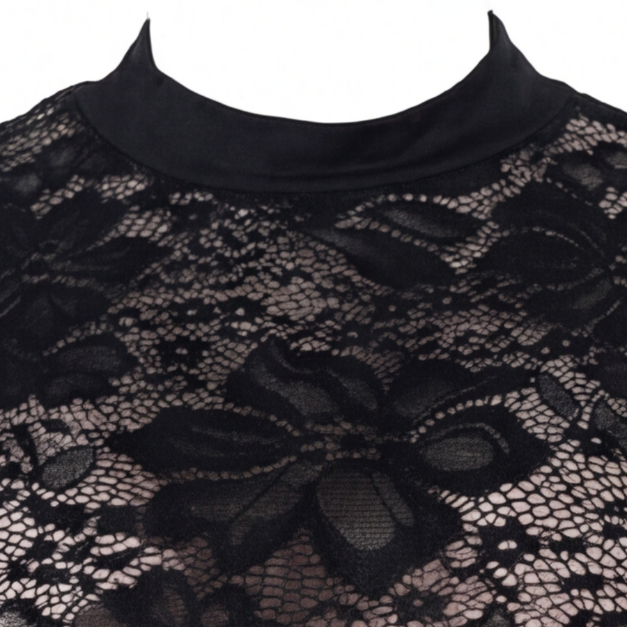 Noirelle – Lace Bodycon Mini Dress with Wrap Skirt Detail