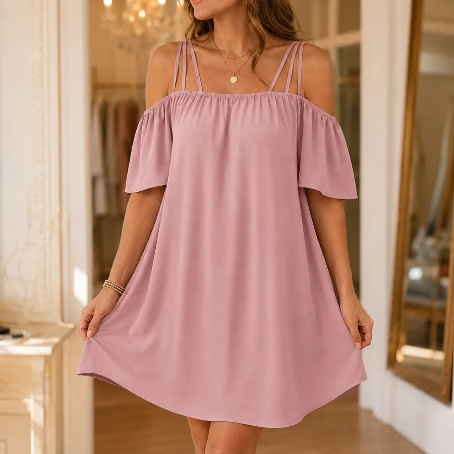 Wearbella – Off Shoulder Mini Dress with Flutter Sleeves