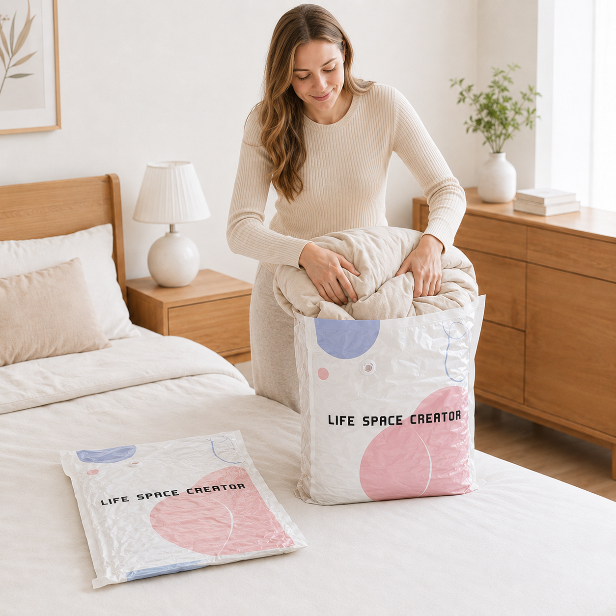 Spacenest – No-Pump 3D Vacuum Storage Bags for Closet & Bedding (2-pack)