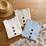 Lunelle – Sleeveless Linen V-Neck Tank with Buttons
