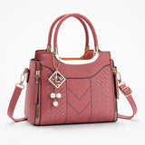 Velura – Structured Top Handle Satchel with Crossbody Strap, V-Stitch, Gold Hardware