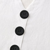 Lunelle – Sleeveless Linen V-Neck Tank with Buttons