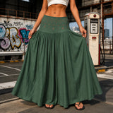 Soléra – High Waist A-Line Boho Maxi Skirt for Women