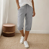 Sundara – Pull-on linen-look capri pants for women