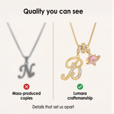 LUMARA – 3-Layer Initial Necklace with Pink Heart Zircon