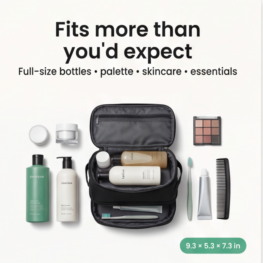 TidyPack - Dual-Layer Toiletry Bag with Wide Opening