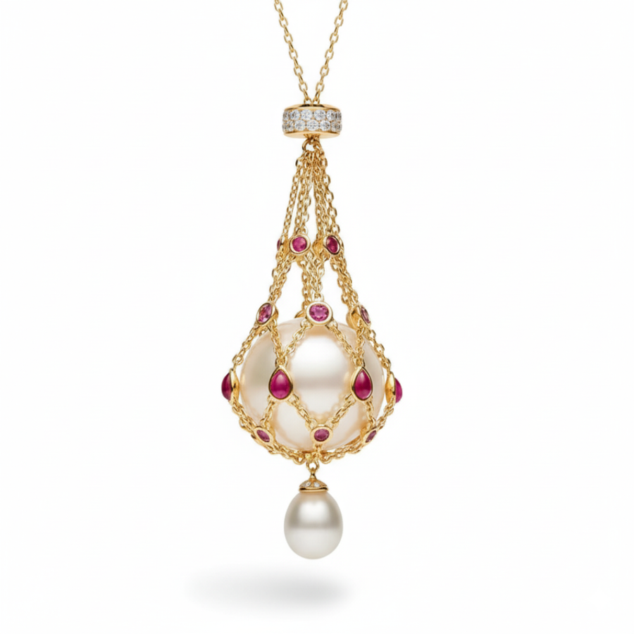 Lunara – Pearl & Gemstone Lavalier Pendant Necklace