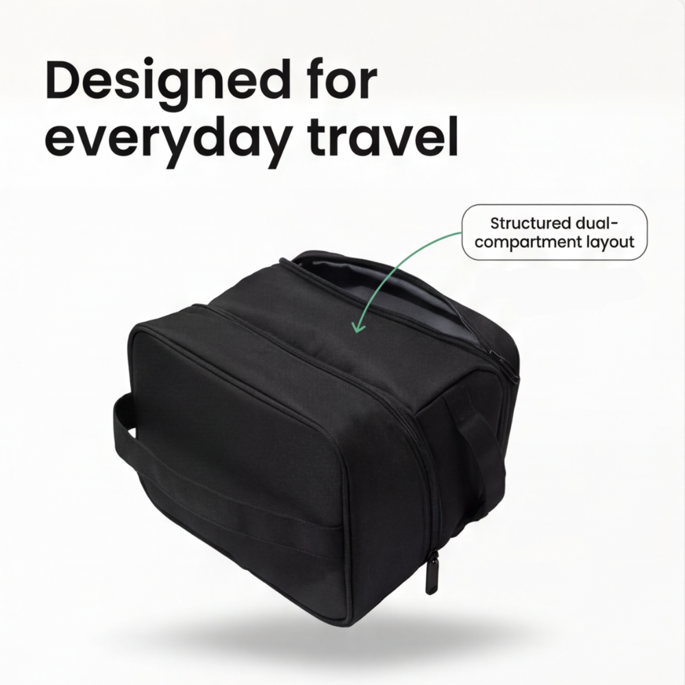 TidyPack - Dual-Layer Toiletry Bag with Wide Opening