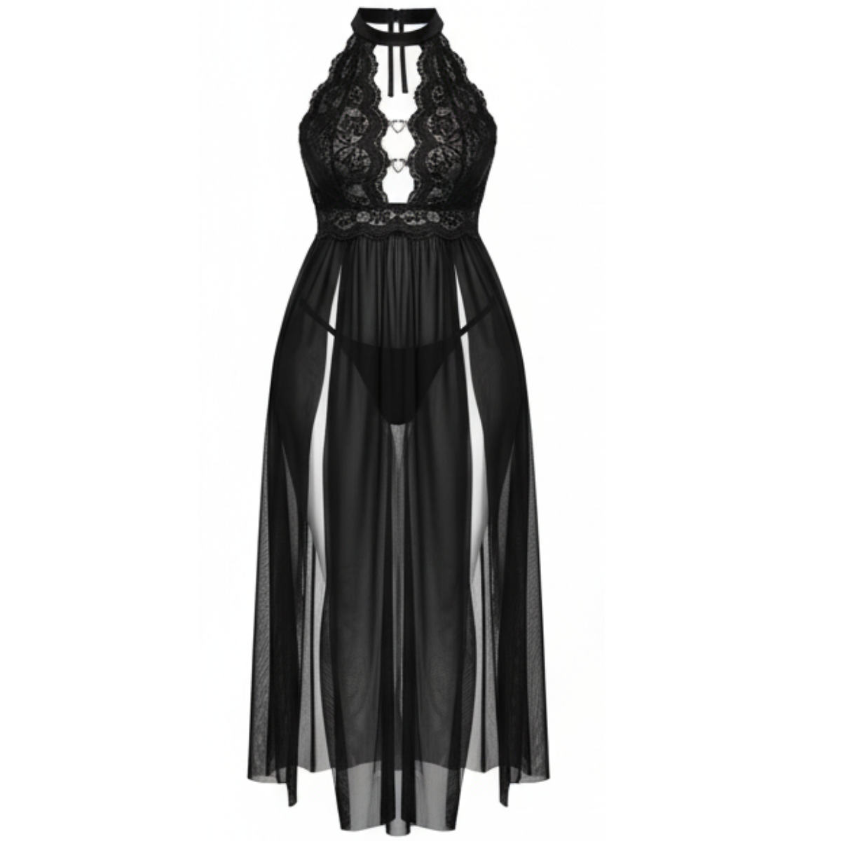 Veluna – Floor Length Lace Nightgown with Heart Details