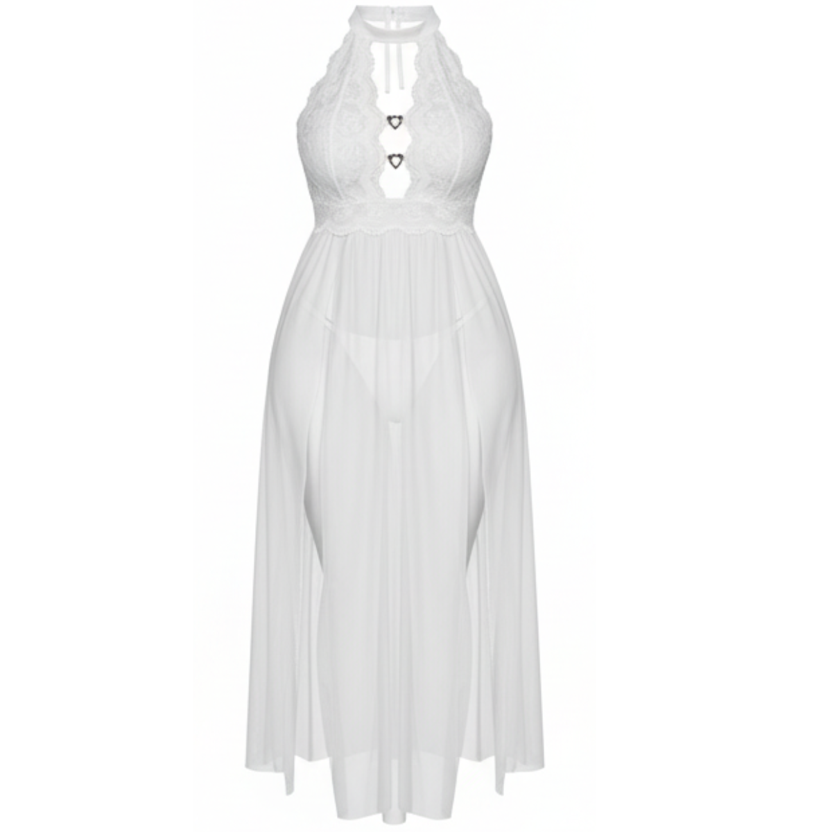Veluna – Floor Length Lace Nightgown with Heart Details