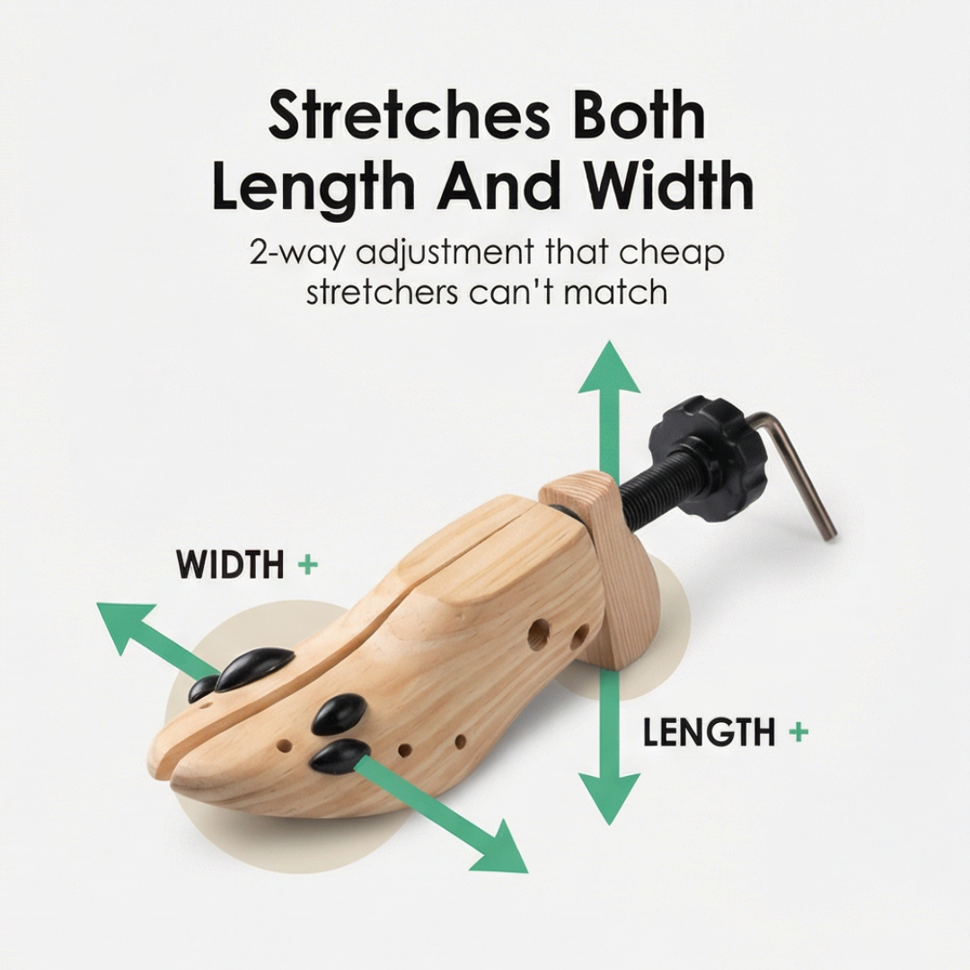 Stretchwell – 2 Way Wooden Shoe Stretcher with Bunion Relief