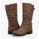 Strova - Crushed Slouch Mid Calf Boots