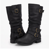Strova - Crushed Slouch Mid Calf Boots