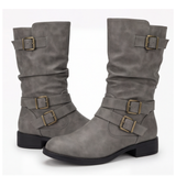 Strova - Crushed Slouch Mid Calf Boots
