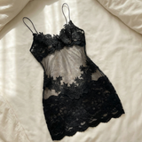 Velaire - Women's Sheer Embroidered Lace Slip Dress