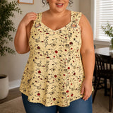 Wearlora – Plus Size Floral Swing Tank Top with O-Ring Straps