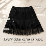 Vivelyn – Pleated Lace Trim Mini Skirt