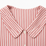 Solène – Women's Striped Sailor Collar Blouse with Puff Sleeves
