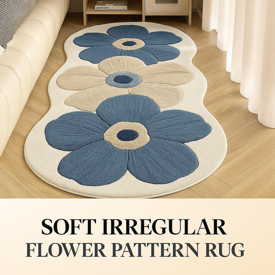 Velveterra - Soft Irregular Flower Pattern Rug