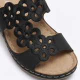 BreezeWalk – Cushioned Floral Wedge Sandals