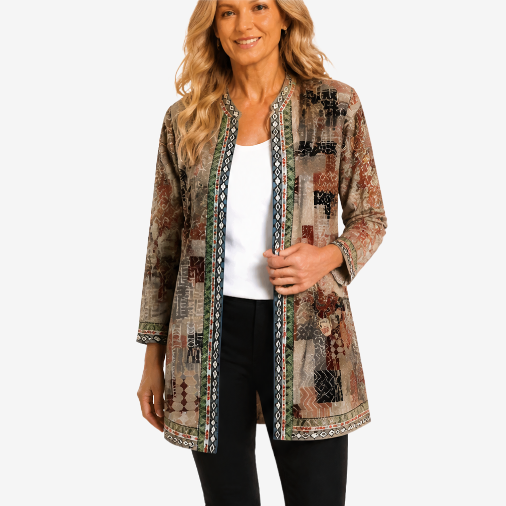 Patrice – Art-Print Open Jacket for Effortless Style