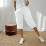 Sundara – Pull-on linen-look capri pants for women