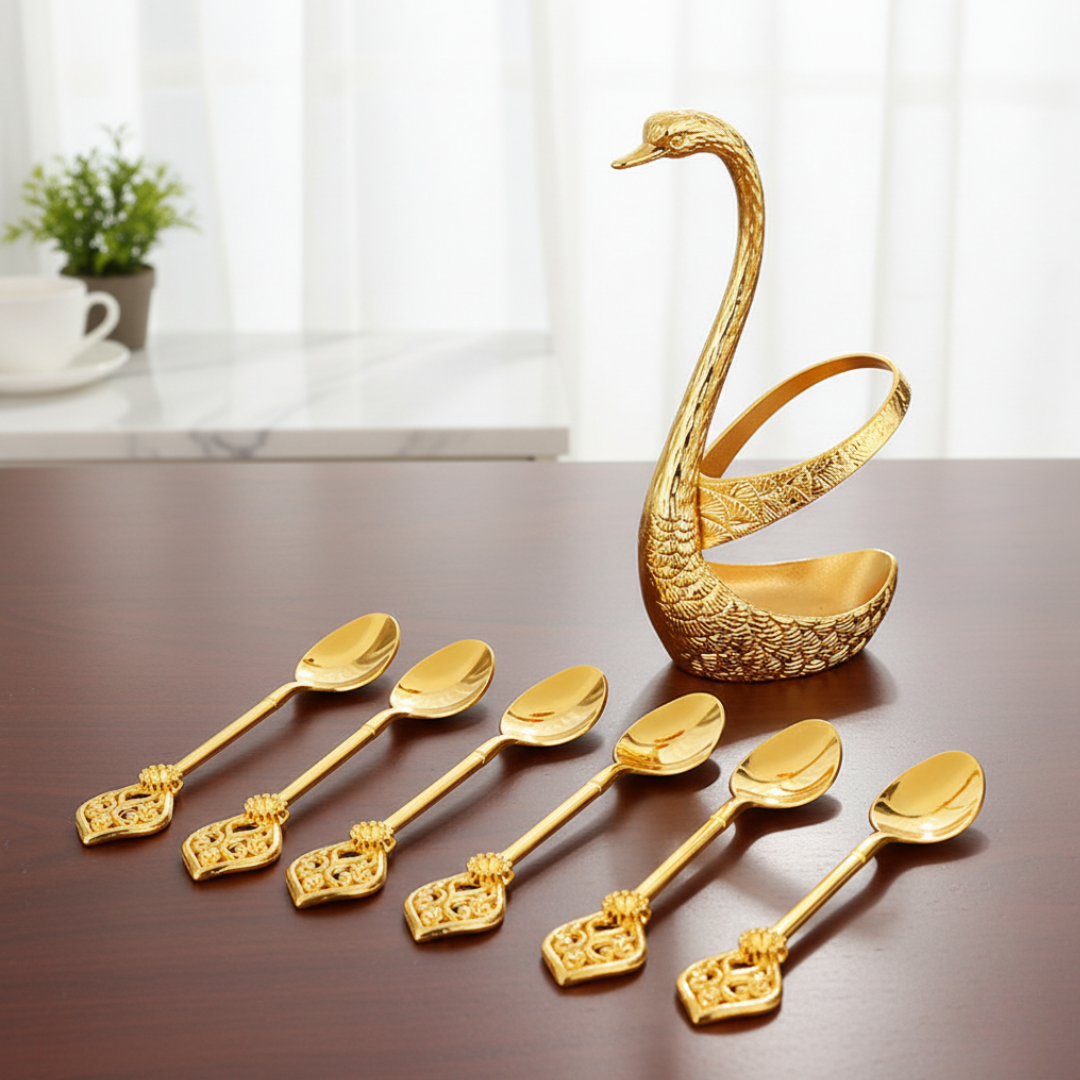 Swanesse - Giftable Coffee Spoon Set with Swan Holder
