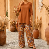 Solvea – Women's Draped High-Low Tunic & Wide-Leg Pants Set