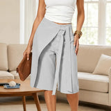 Solene – High-Waisted Wide-Leg Tie-Front Culottes for Women