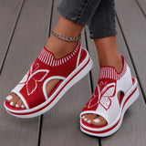 Sockela – Butterfly Knit Platform Peep Toe Sandals for Women