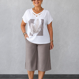 Wearbella – V-Neck Top And Wide-Leg Culotte Set