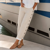 Marena – Striped Side-Button Cropped Summer Pants for Women