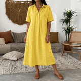 Lunavia – Women's Oversized Midi Shirt Dress