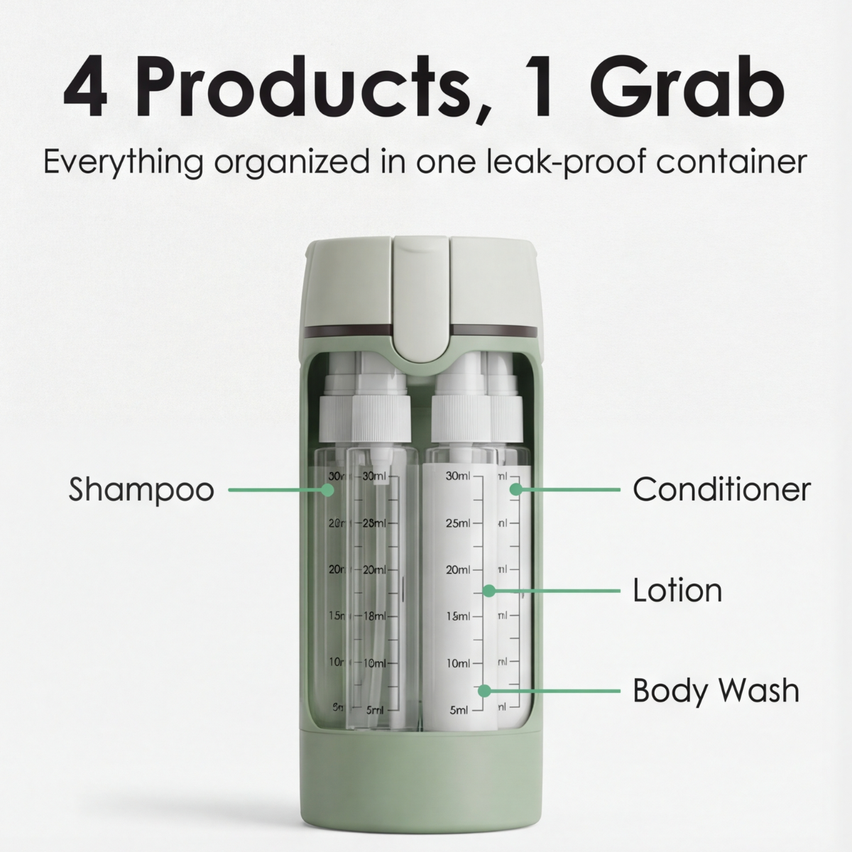 PackPod - 4-in-1 travel bottle set