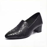 Floressa - Women's embroidered leather pumps with cushioned heel
