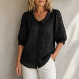 Fiora – Textured Floral Blouse with Puff Sleeves