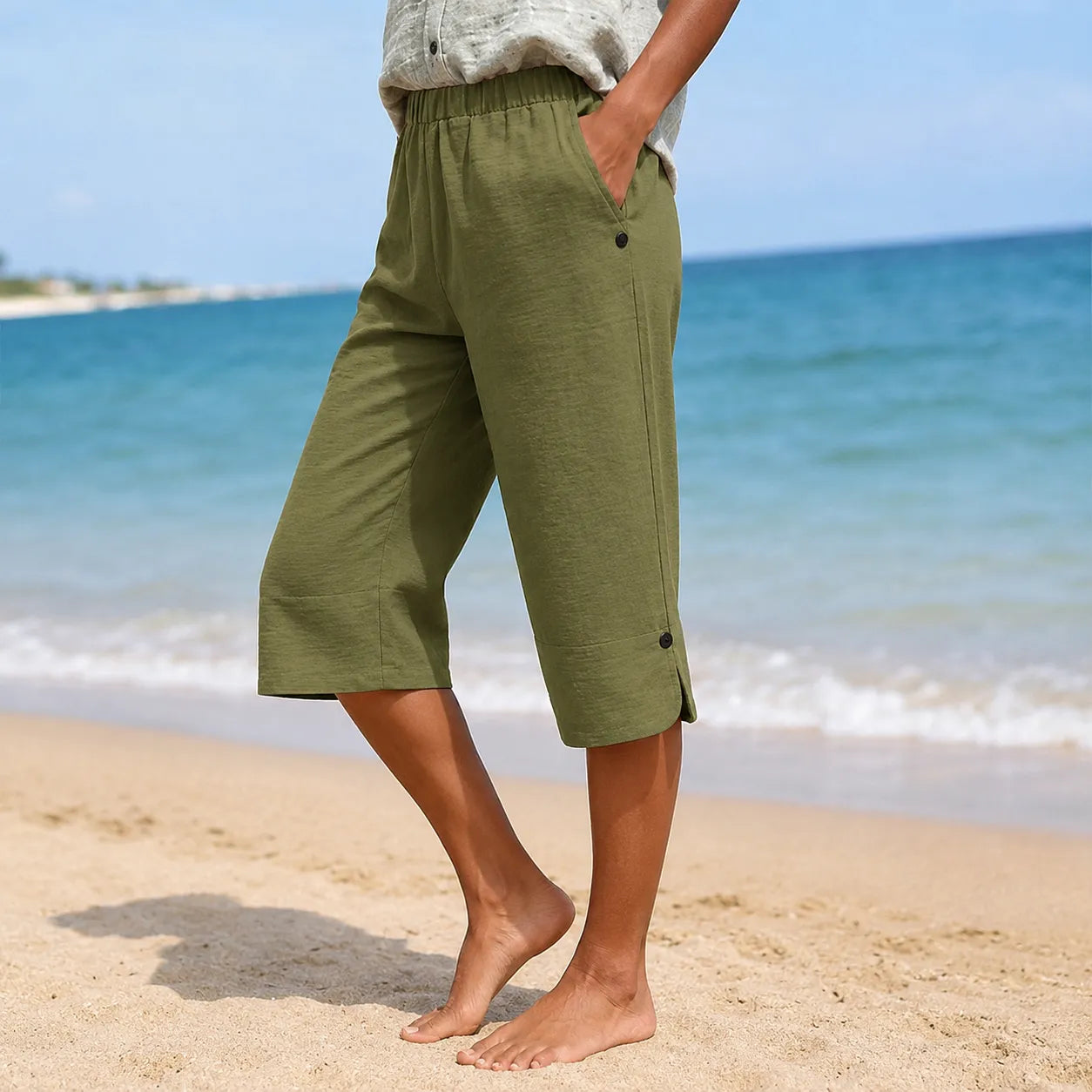 Marelia – Breathable Linen-Look Summer Capri Pants for Women