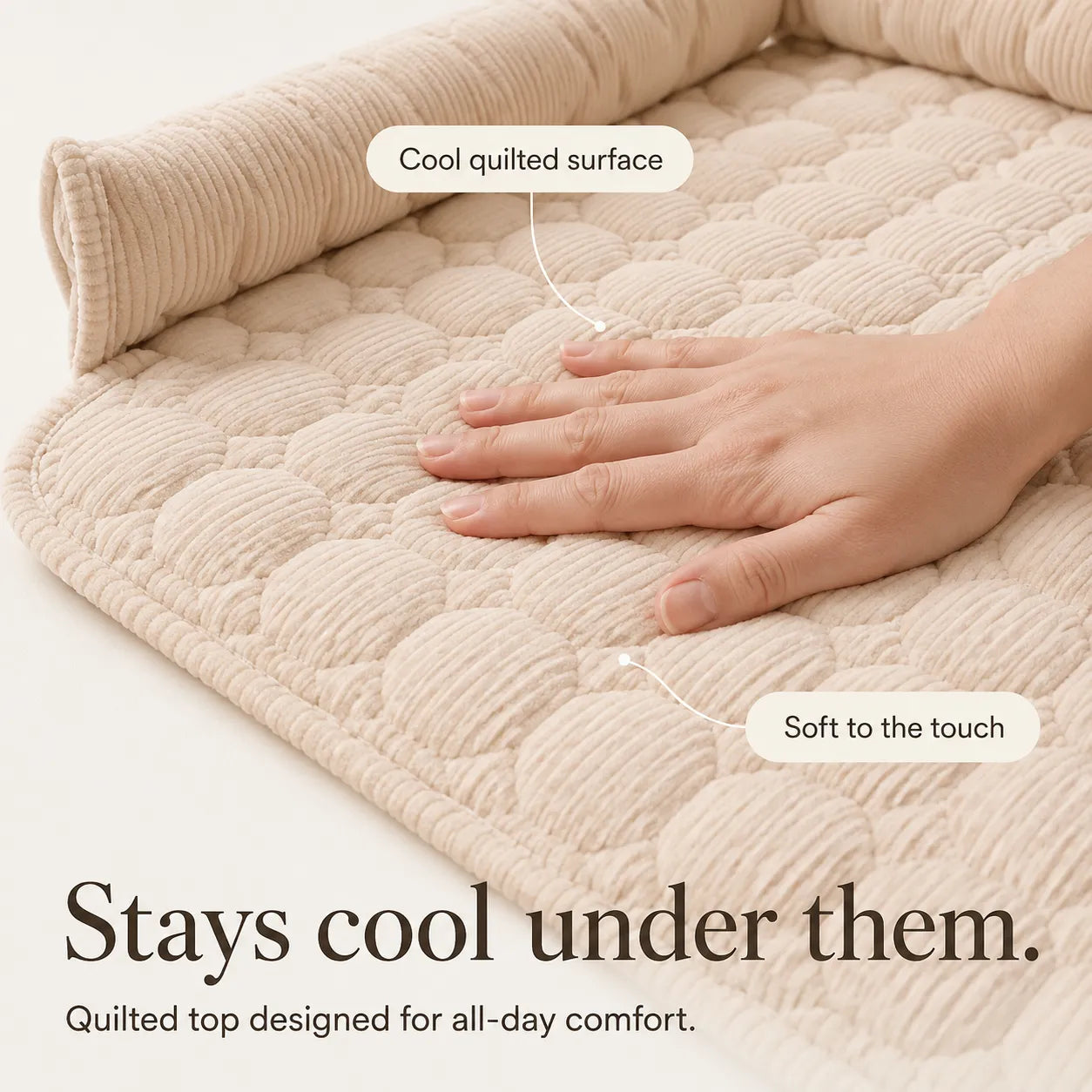 Pawvella – Bolstered Pet Couch Bed with Cooling Top, Non-Slip Sofa Protector