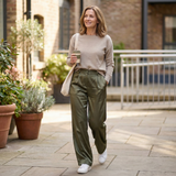 Velura - Women's Wide Leg Acetate Satin Trousers