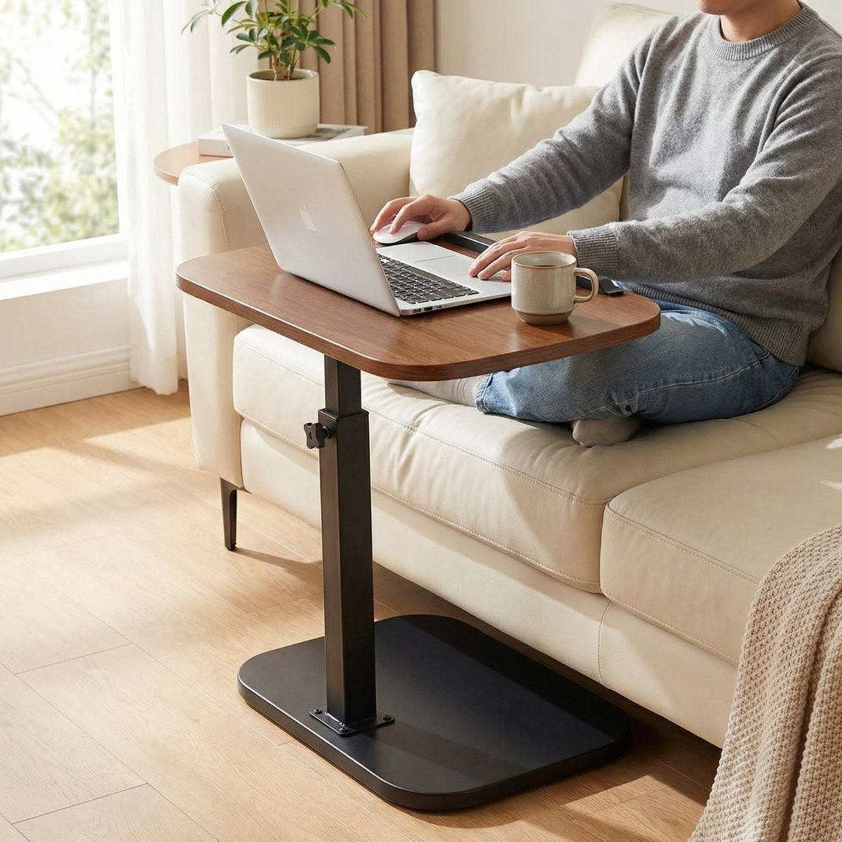 Sofadesk - C-shaped adjustable slide under sofa table