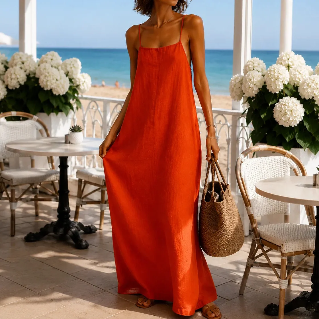 Marelle – Linen-Look Maxi Slip Dress