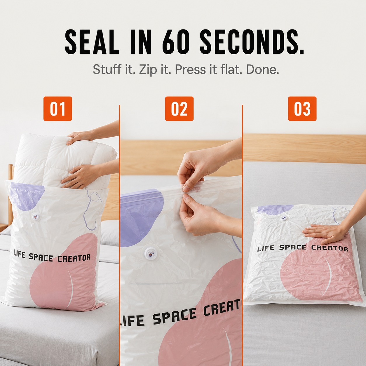 Spacenest – No-Pump 3D Vacuum Storage Bags for Closet & Bedding (2-pack)