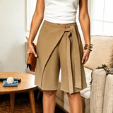 Solene – High-Waisted Wide-Leg Tie-Front Culottes for Women