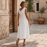 Draperie – Draped-Neck Pleated A-Line Wedding Guest Dress