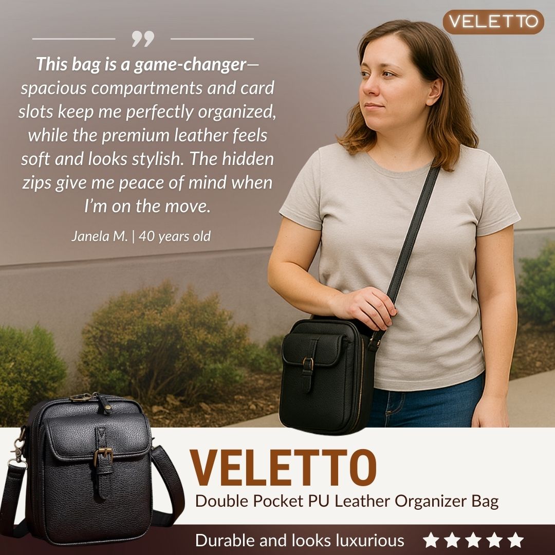 Veletto – Double Pocket PU Leather Crossbody Bag
