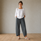 Solivia – Tulip Hem Cropped Wide Leg Pants with Pockets