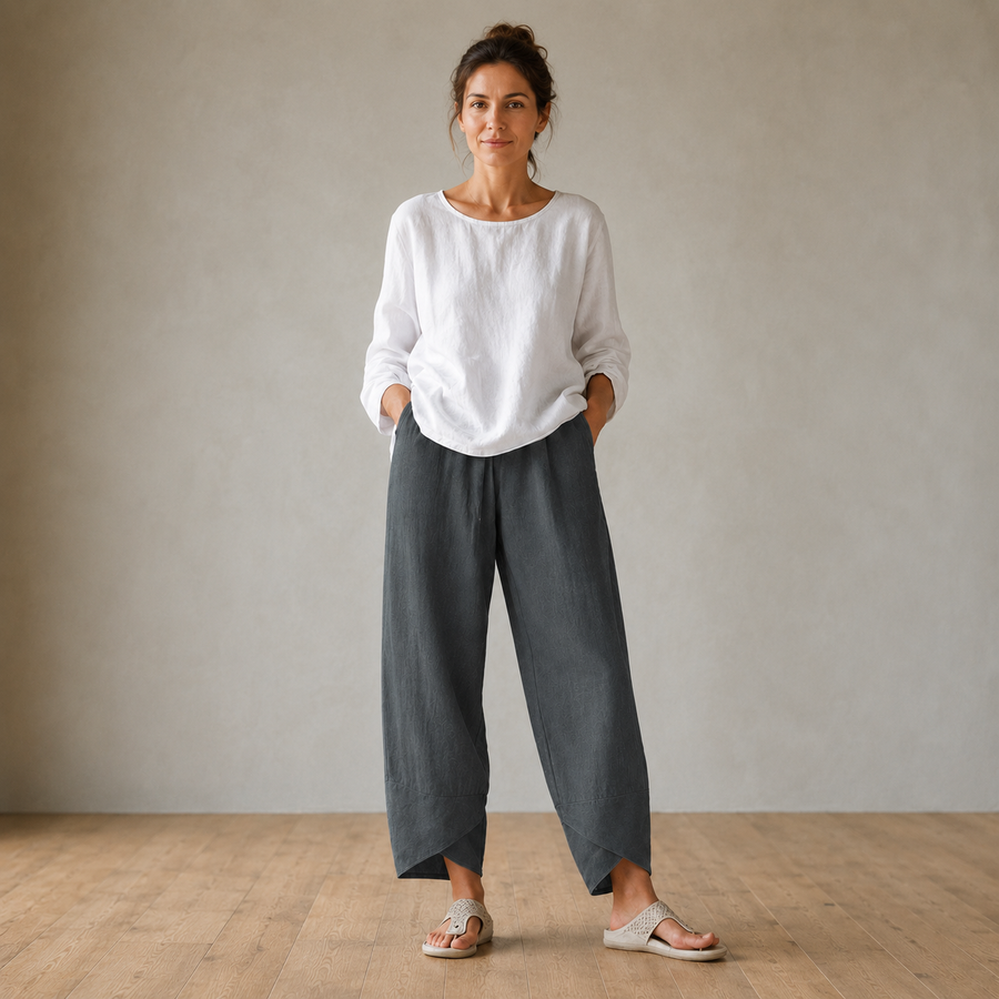 Solivia – Tulip Hem Cropped Wide Leg Pants with Pockets