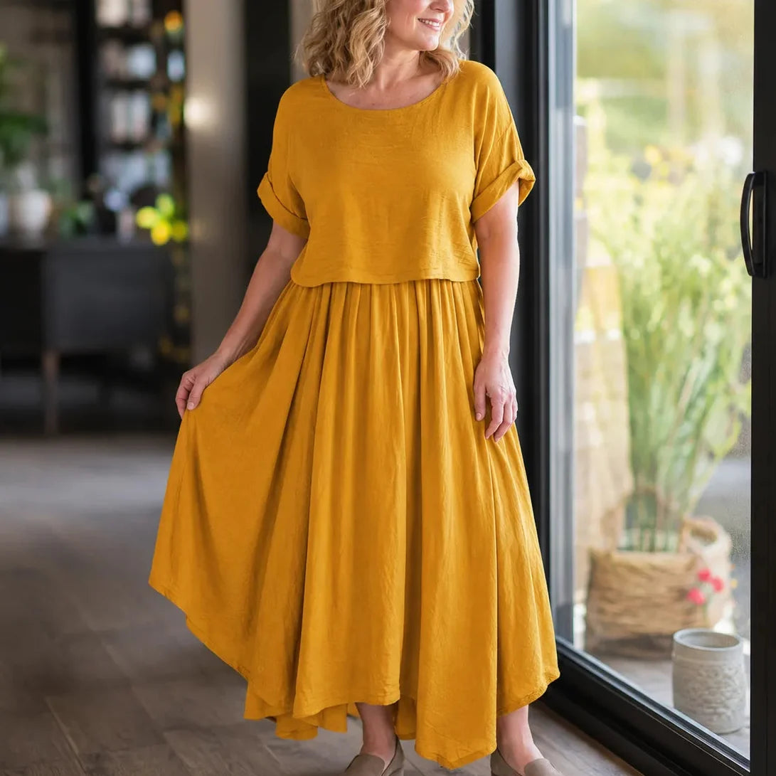 Solene – Effortless Two Piece Linen-Look Skirt Set for Women