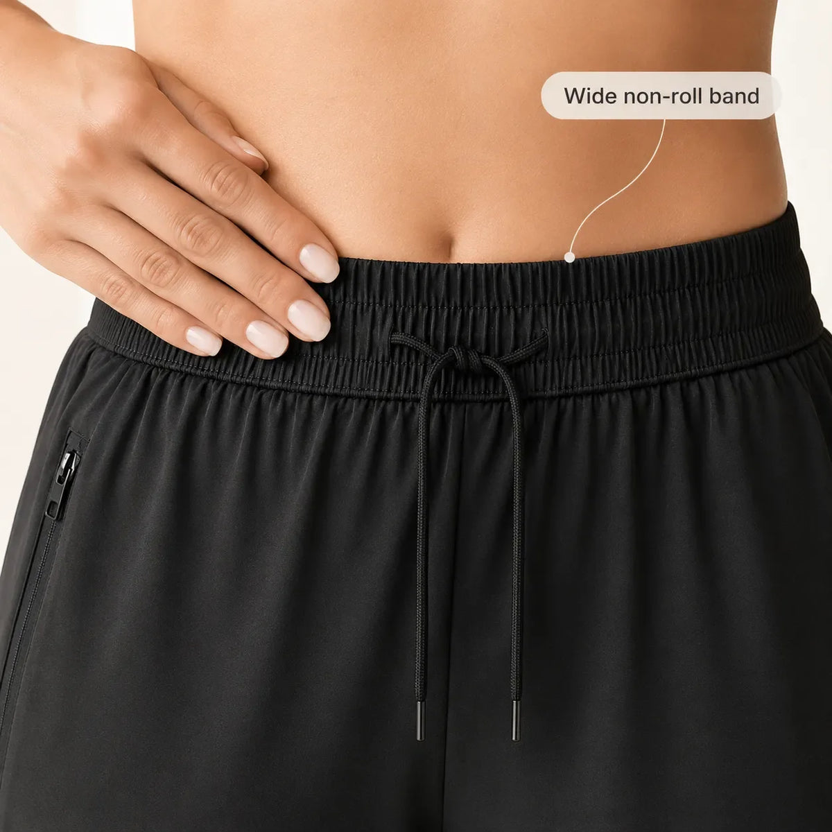 Movella – Stretchy Capri Pants with Zip Pocket for Women