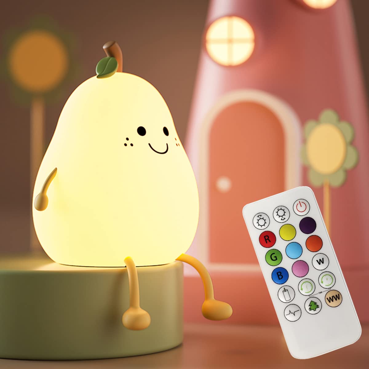 PearGlow - Soft Silicone Night Light Lamp, Pear Shape